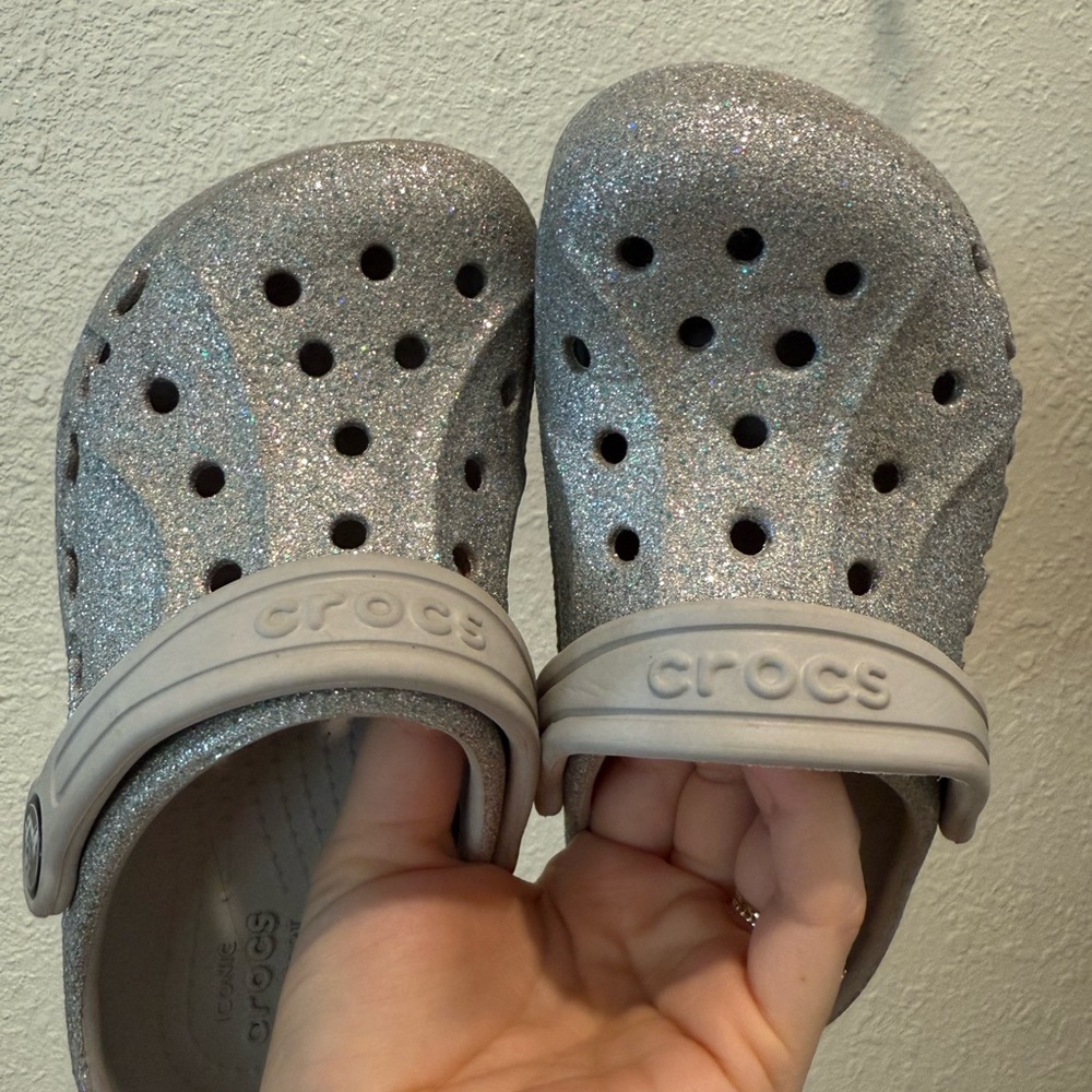 CROCS Kids Sparkle Clogs - Silver Glitter
